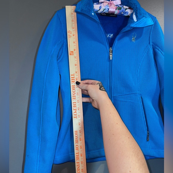 Spyder Blue Core Fleece Full Zip Jacket Warm Athletic Ski Layer - Picture 16 of 16